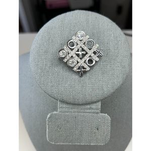 Swarovski Tic Tac Toe Crystal and Silver Tone Brooch